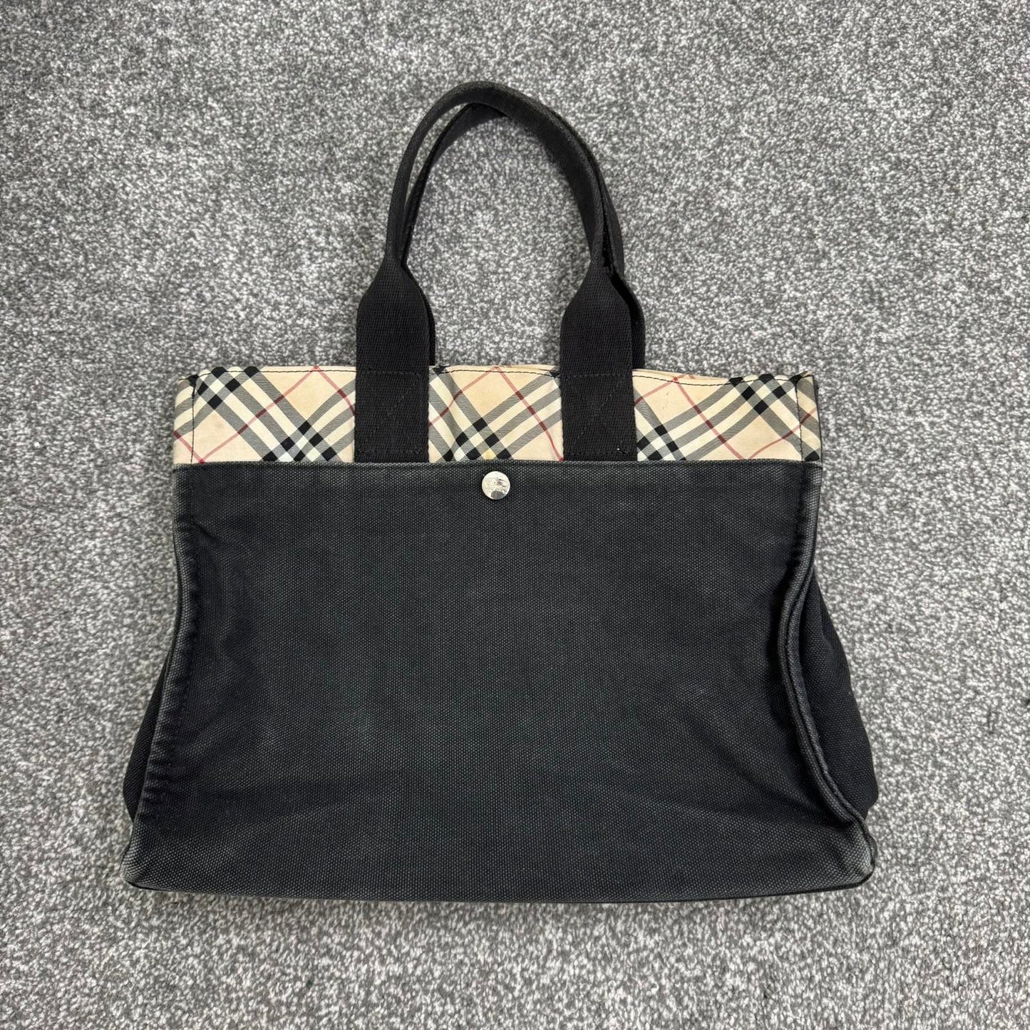 Y2K vintage Burberry Blue Label canvas small shoulder bag tote nova check black