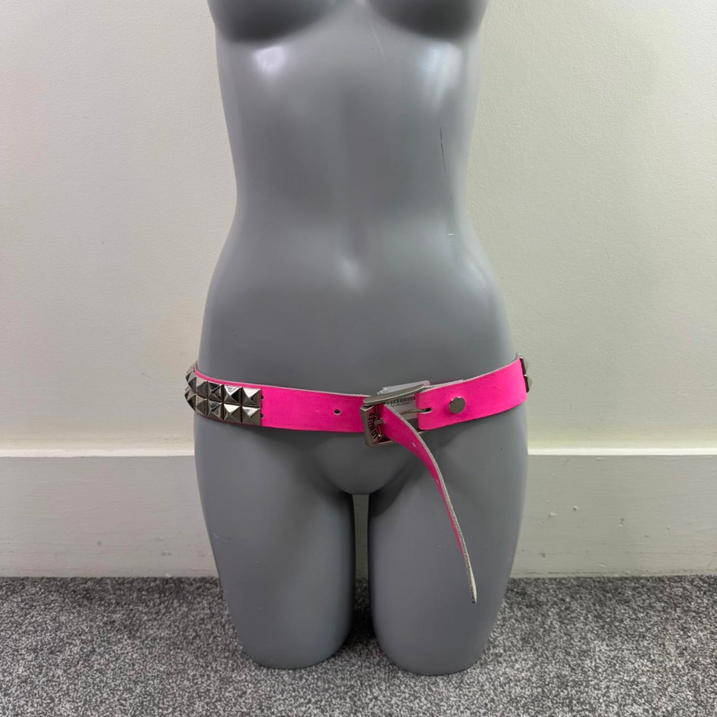 Y2K vintage Lowlife belt genuine leather studded pink silver