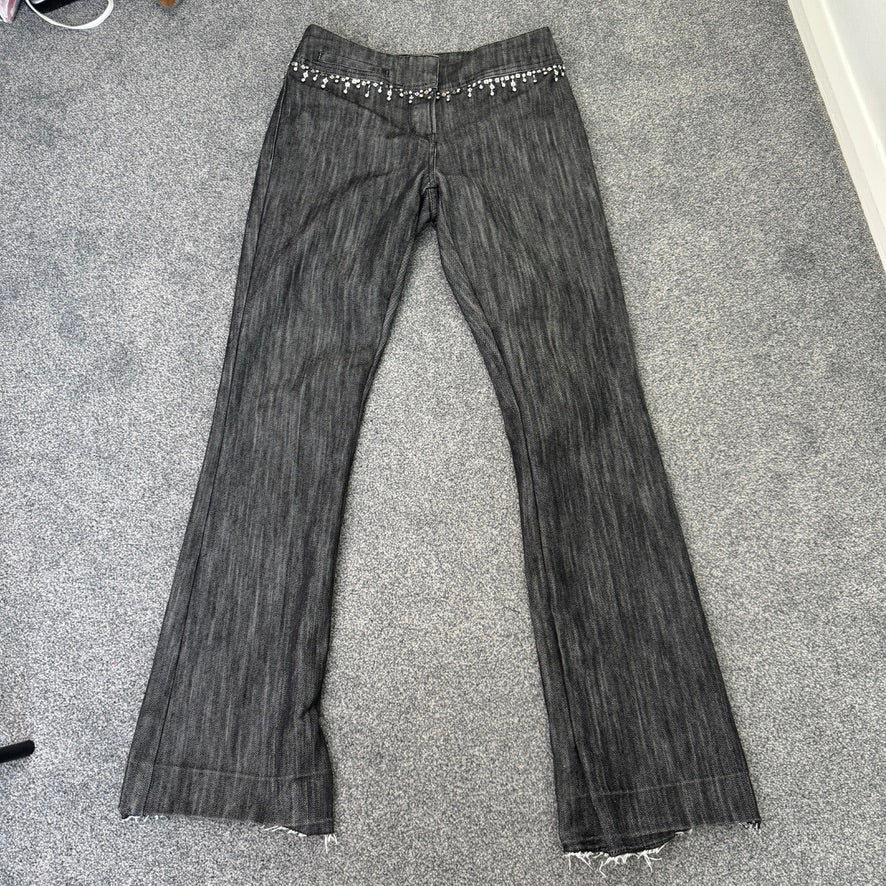 Y2K low rise rhinestone bootcut jeans