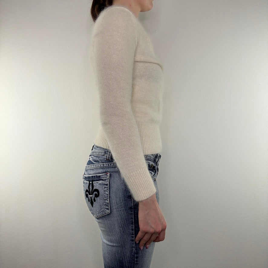 Y2K vintage jumper wrap style sequin v neck fitted coquette basic plain soft