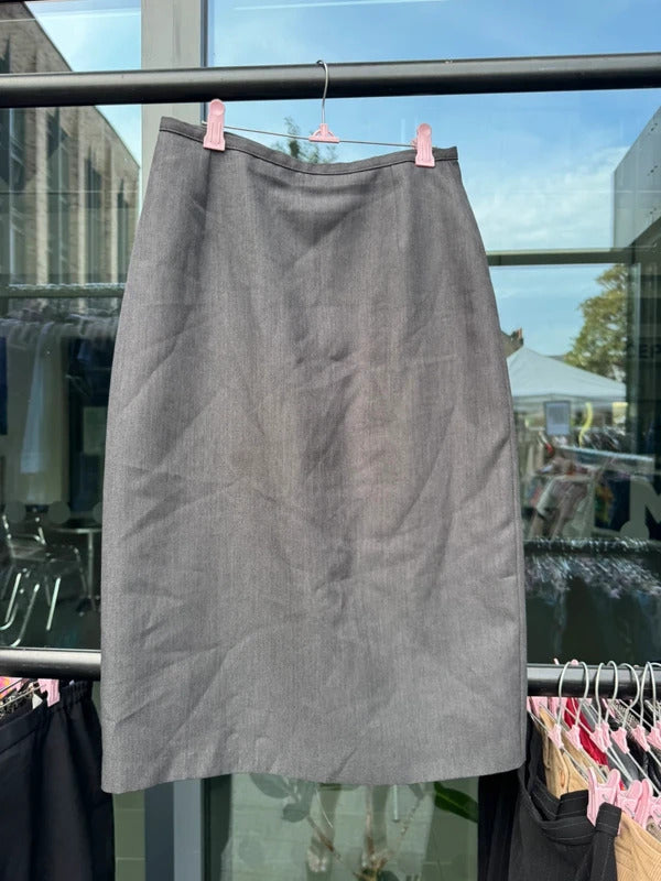 Y2K vintage grey tailored midi skirt office formal
