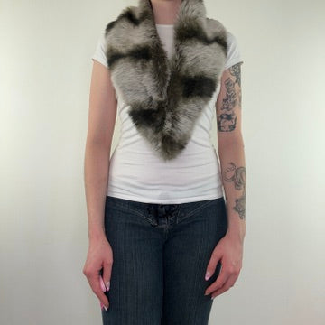 Y2K vintage faux fur striped scarf
