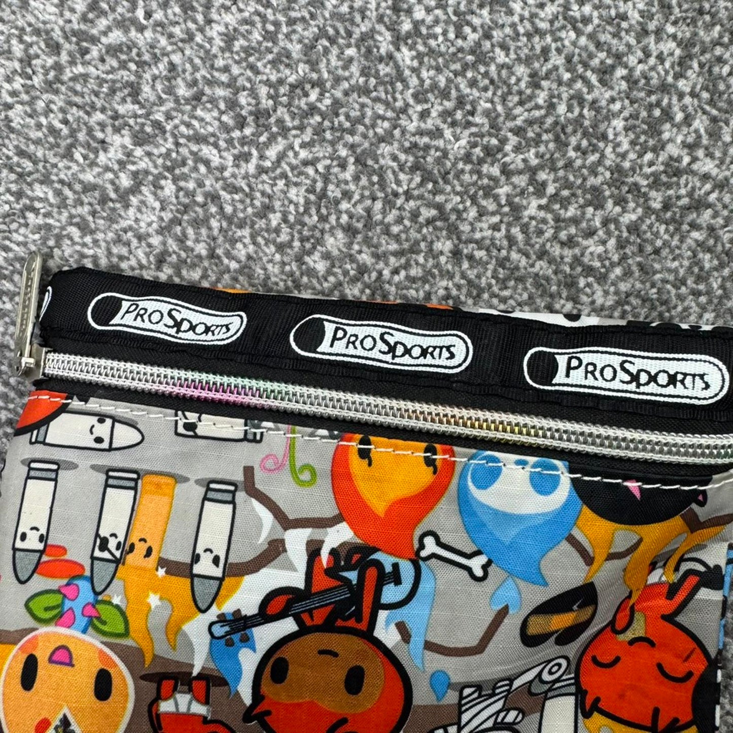 Y2K vintage ProSports graphic cartoon mini small zip pouch case makeup bag