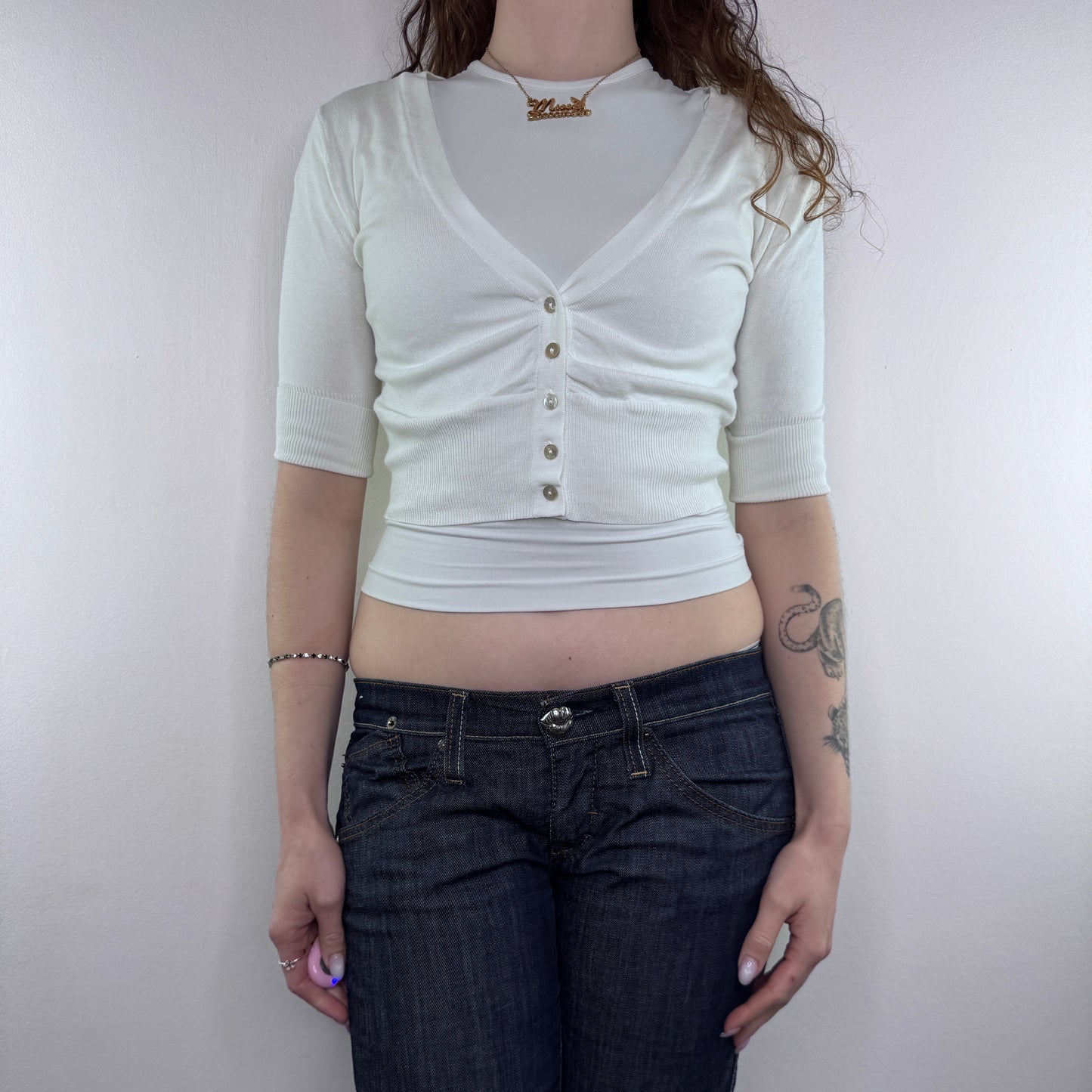 Y2K vintage short sleeve cropped cardigan