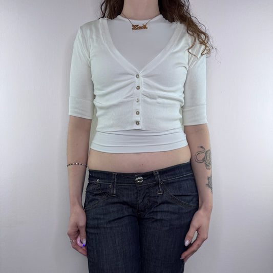 Y2K vintage short sleeve cropped cardigan