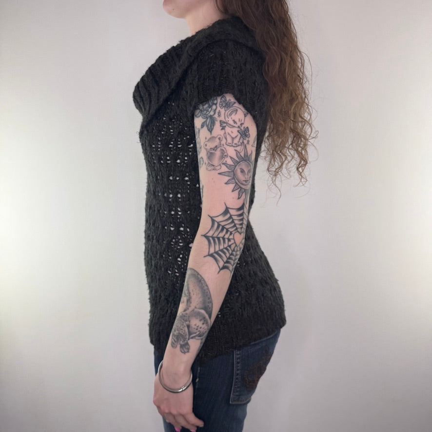 Y2K vintage short sleeve knit roll neck top