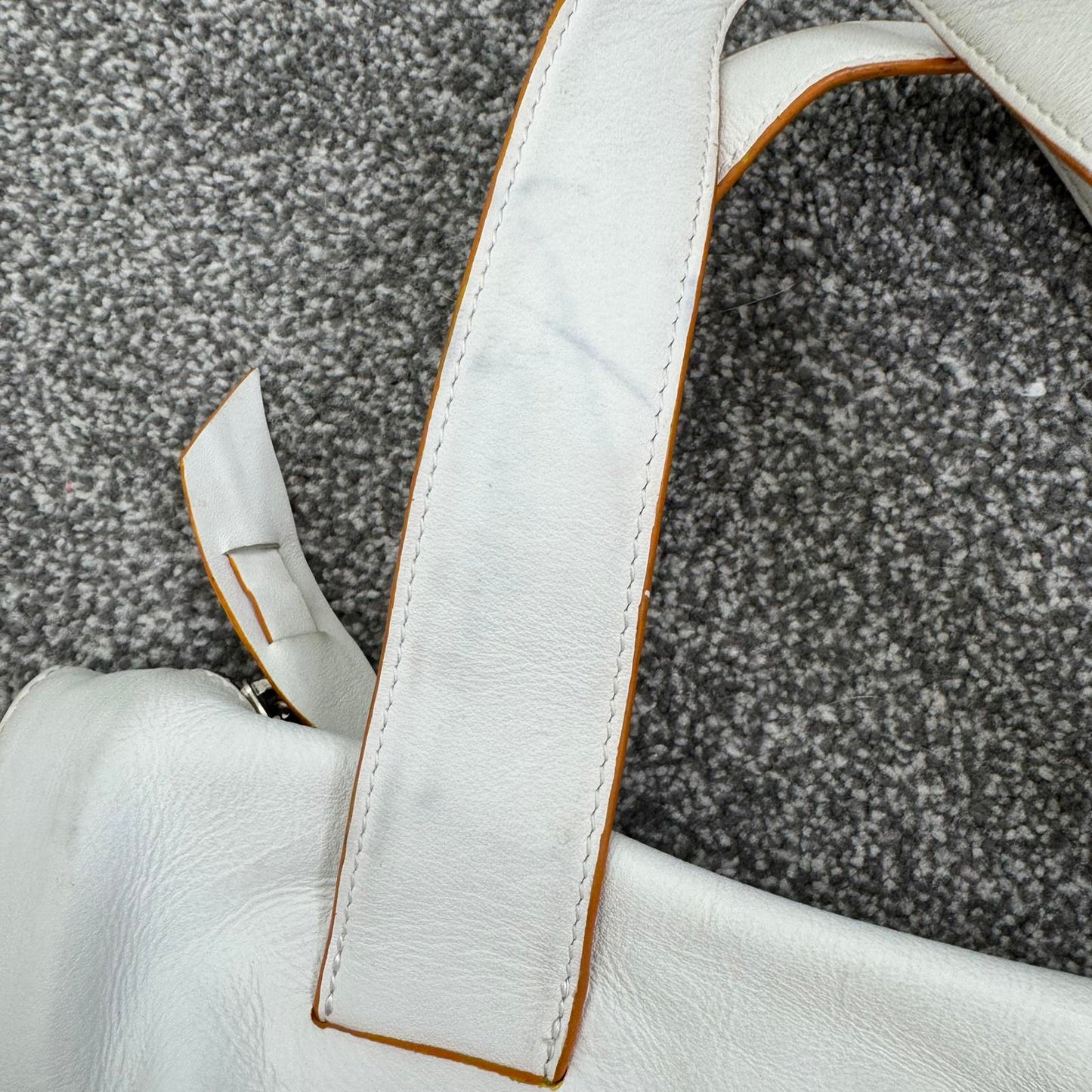 Y2K vintage Tod's genuine leather small shoulder bag lace up sides white orange