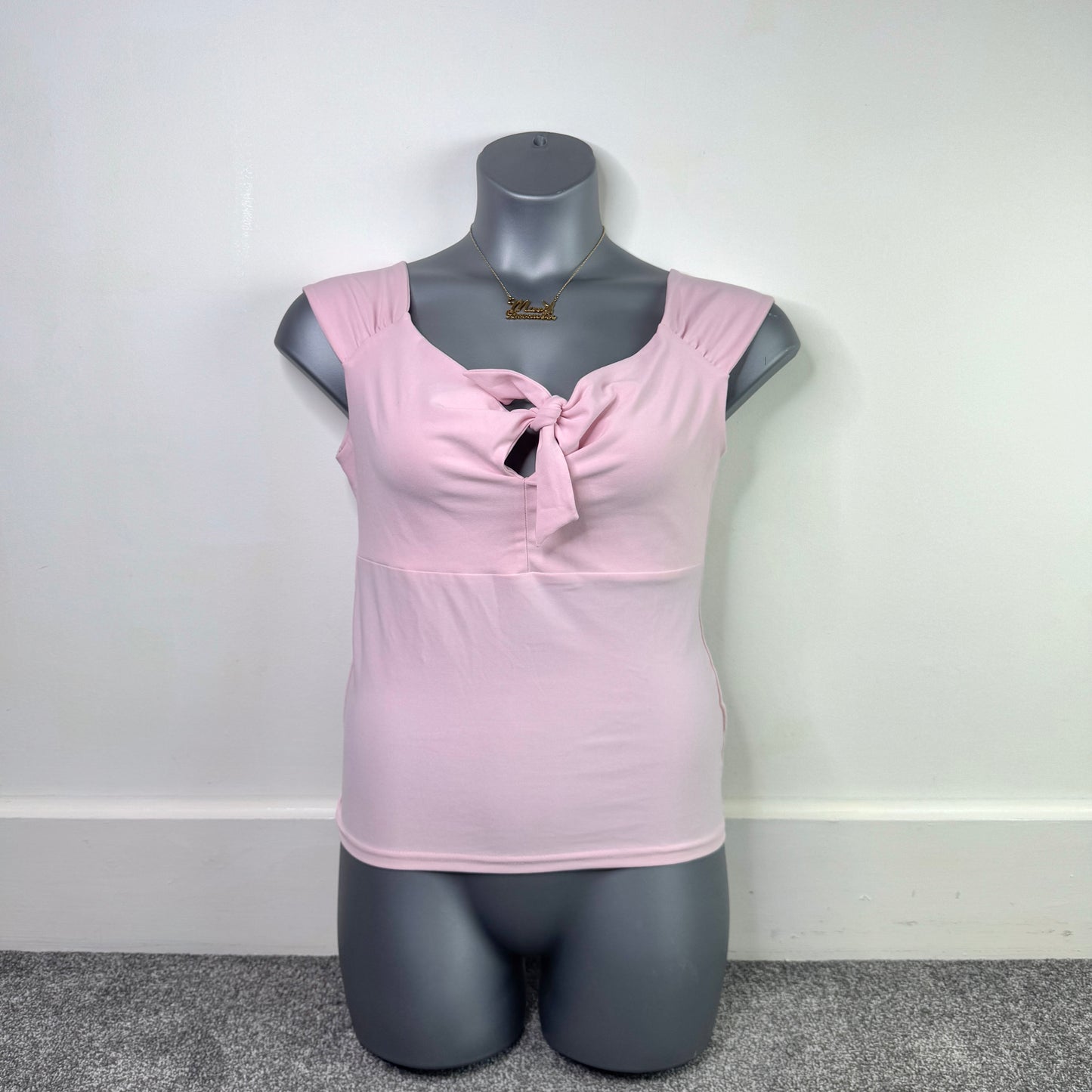 Y2K vintage slinky pink tie bow bust top