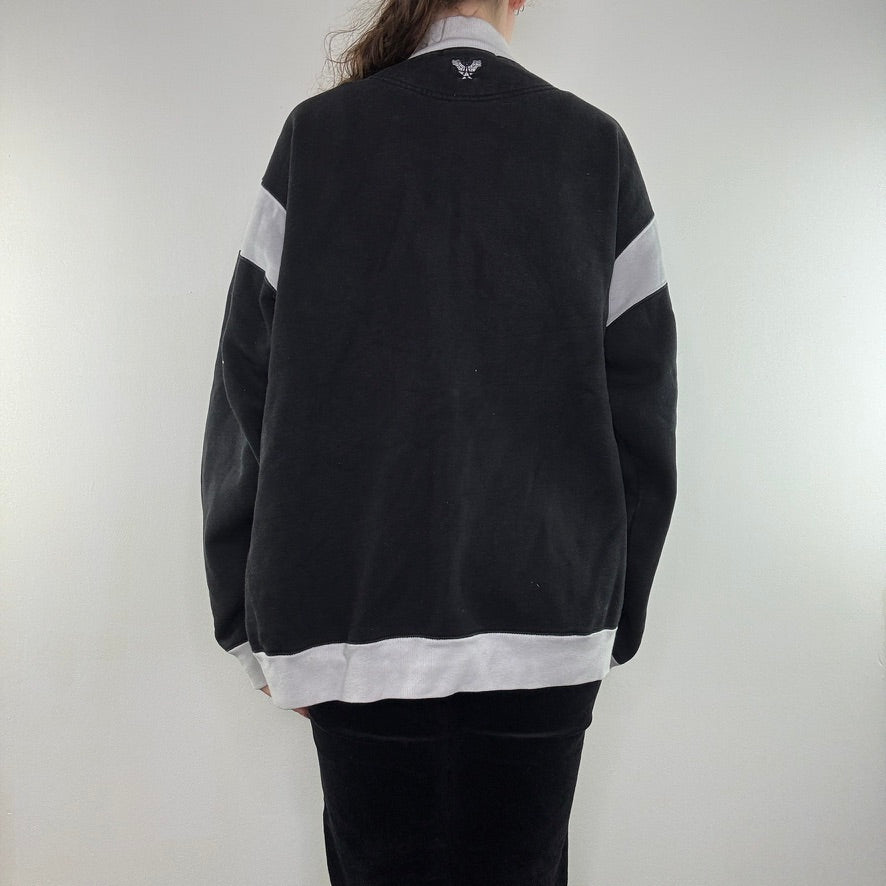 Vintage Avirex jumper zip up spell out embroidered contrast stripe 90s Y2K