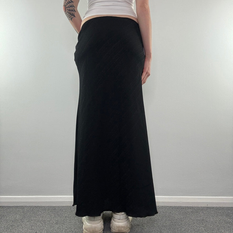 Y2K vintage sparkly stripe bow maxi skirt