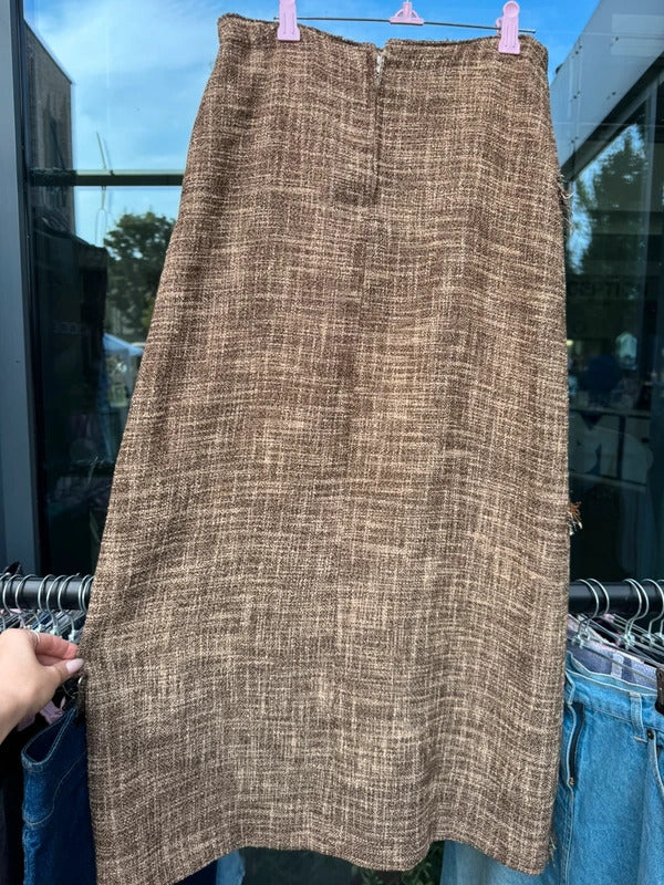 Y2K vintage a line maxi skirt fraying check pattern