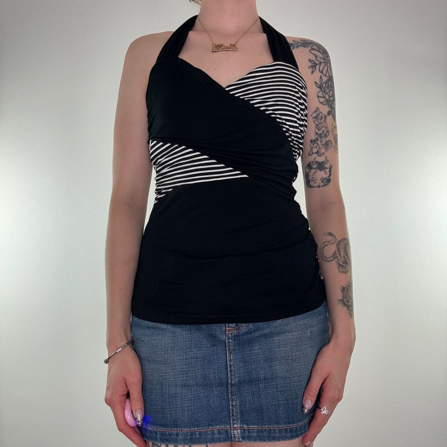 Y2K vintage Jane Norman stripe halter neck top