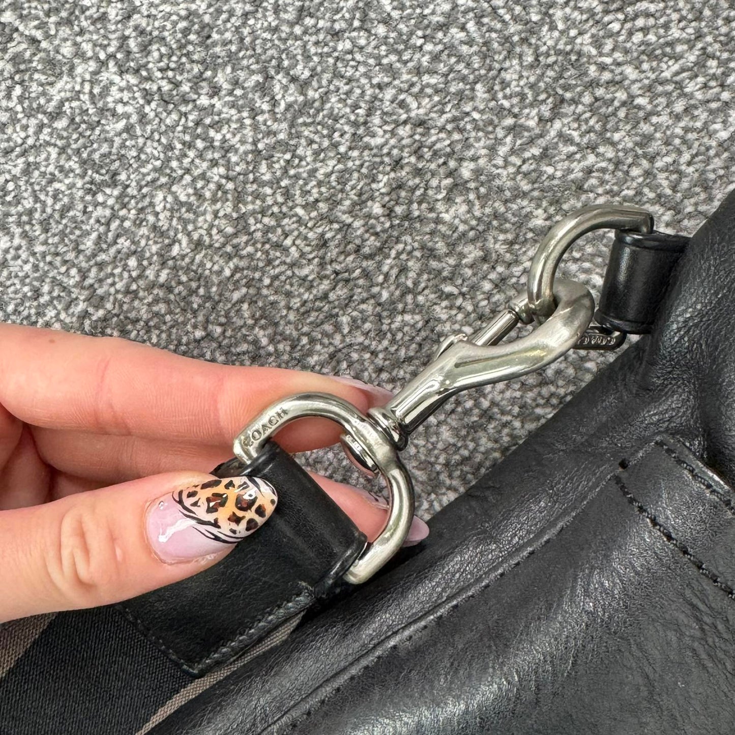 Vintage Coach 2WAY shoulder bag tote bag black leather heritage web leather