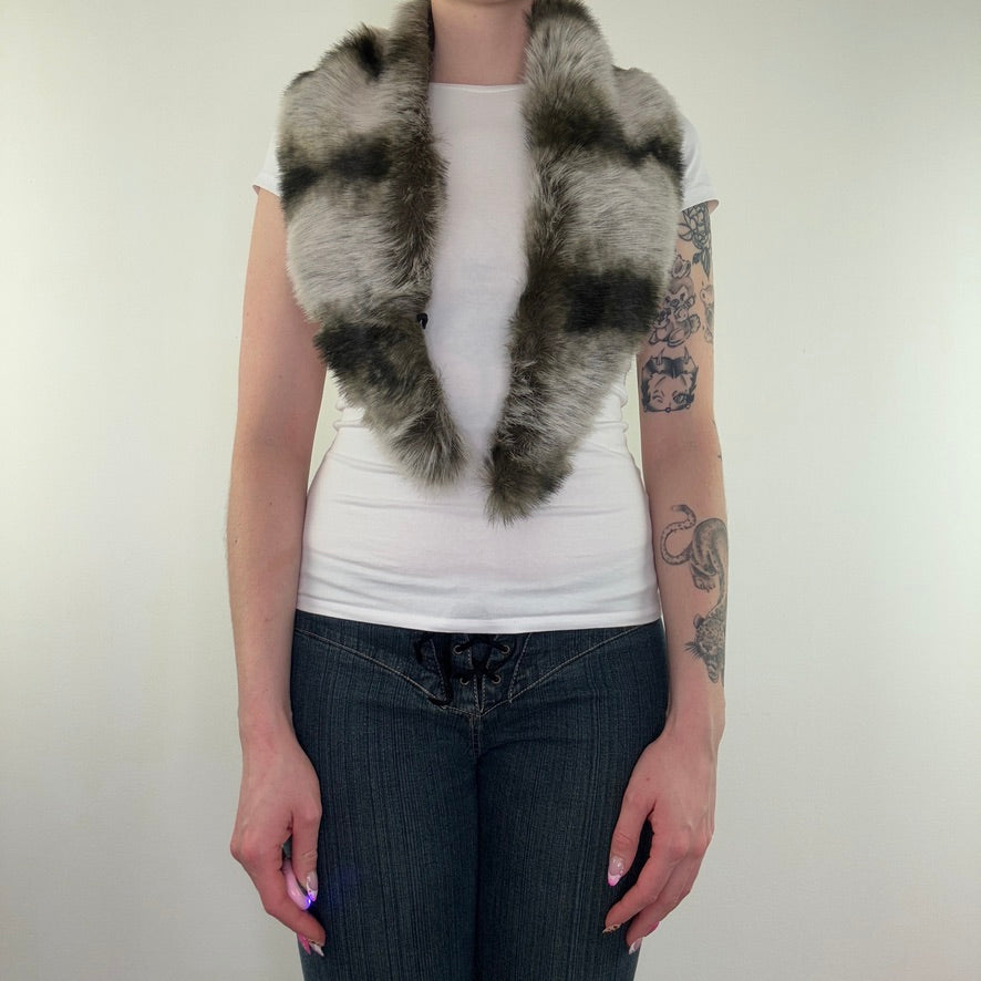 Y2K vintage faux fur striped scarf