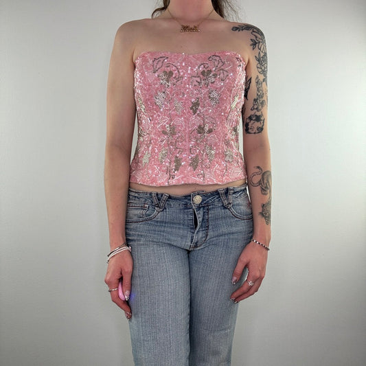 Vintage beaded sequin bustier top