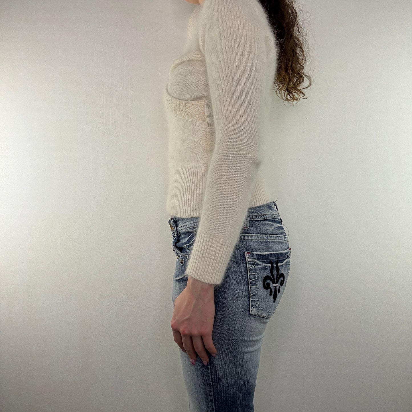 Y2K vintage jumper wrap style sequin v neck fitted coquette basic plain soft