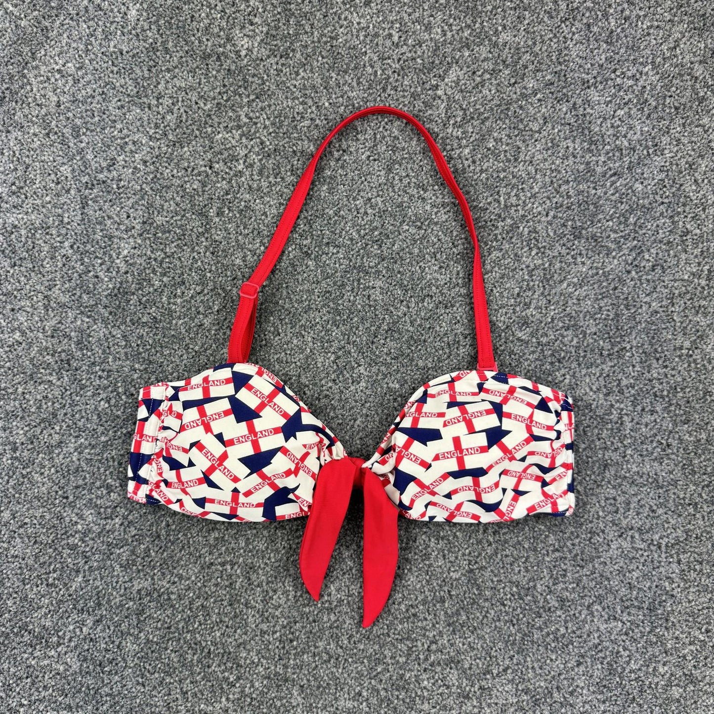 Y2K vintage England halter neck swimwear bikini top football flag bow strapless