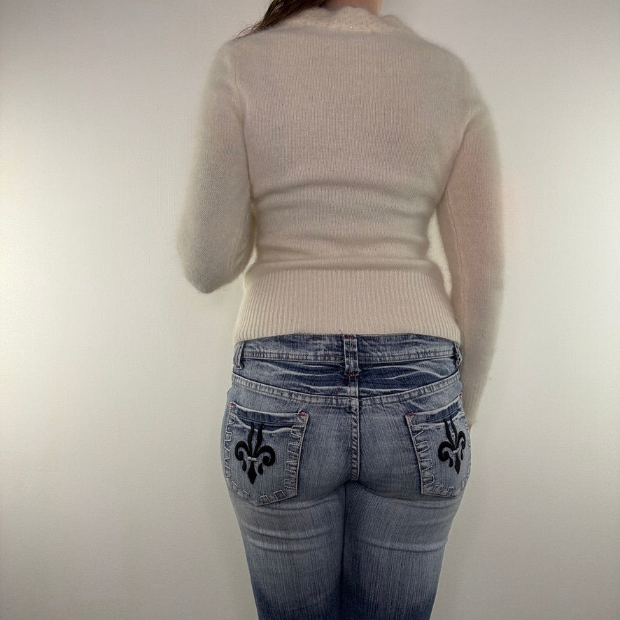 Y2K vintage jumper wrap style sequin v neck fitted coquette basic plain soft