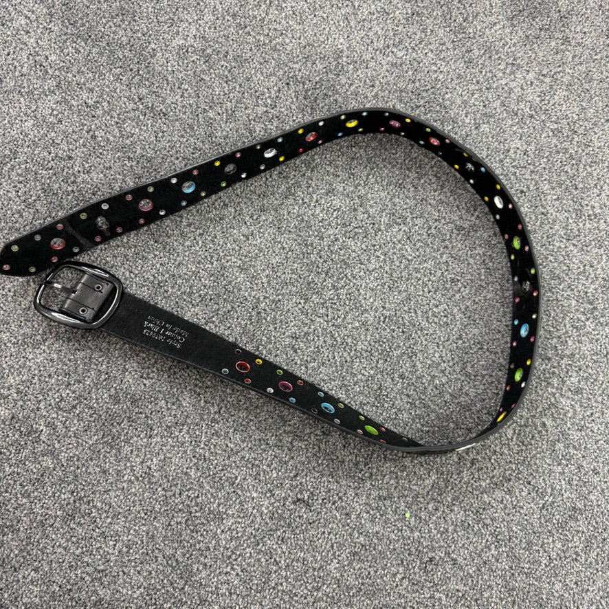 Y2K faux leather rainbow grommet belt