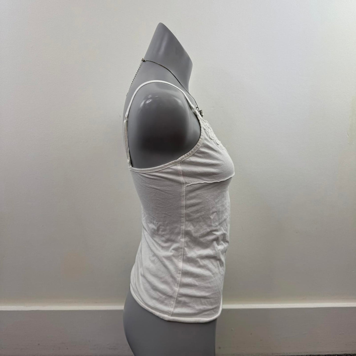 Y2K vintage cami top floral trim v neck stretchy adjustable straps