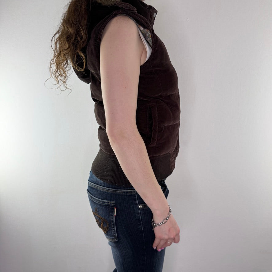 Y2K vintage velvet faux fur trim zip up gilet