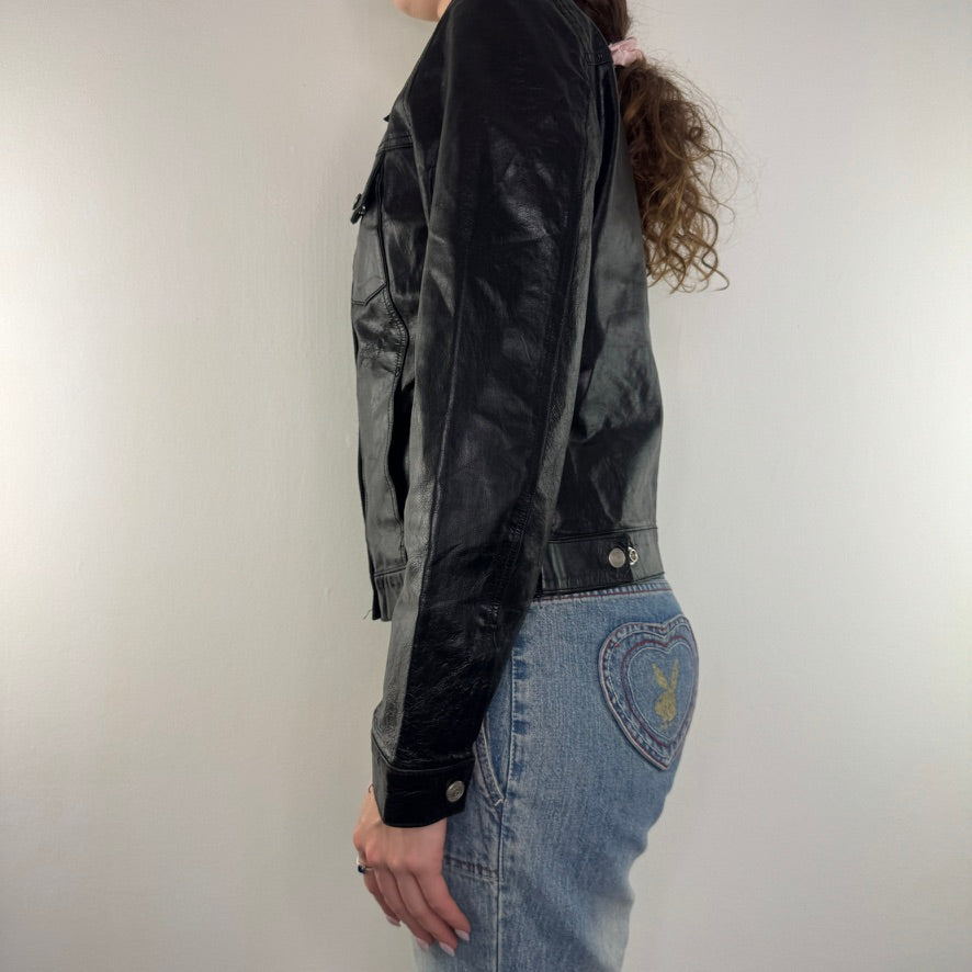 90s Y2K vintage Guess leather button up denim jacket