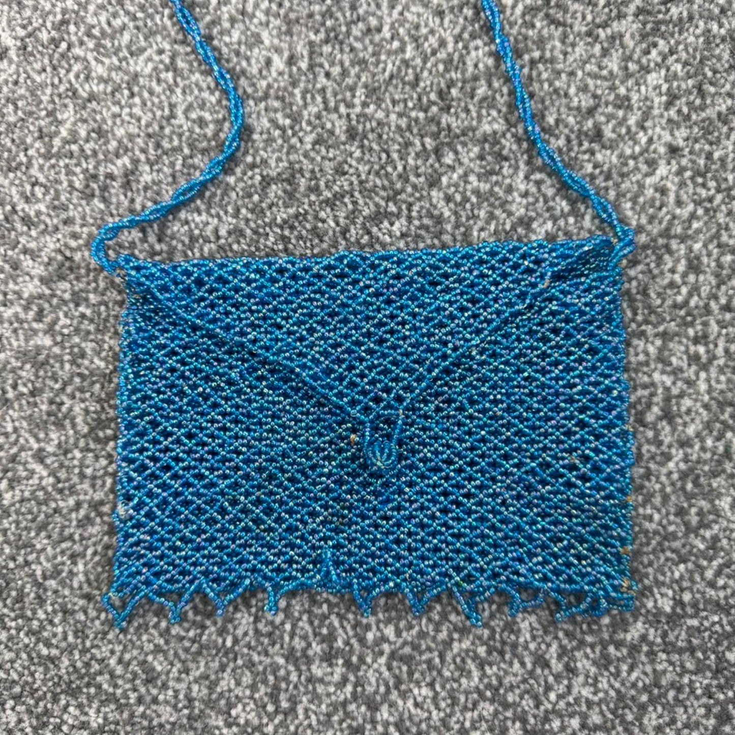 Y2K vintage beaded micro mini shoulder bag blue
