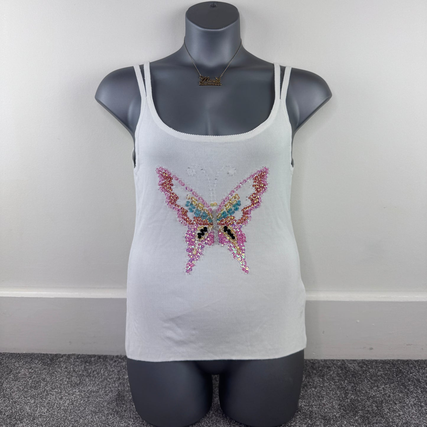 Y2K vintage thick knit sequin butterfly cami top