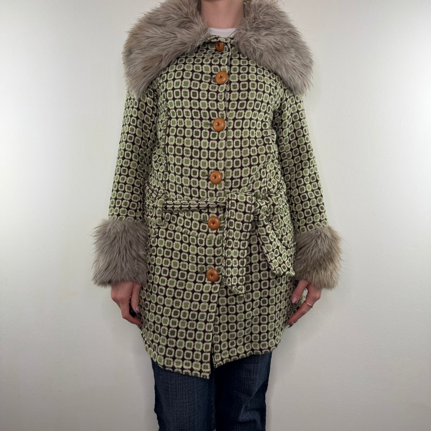 Y2K vintage 60s style wool trench jacket