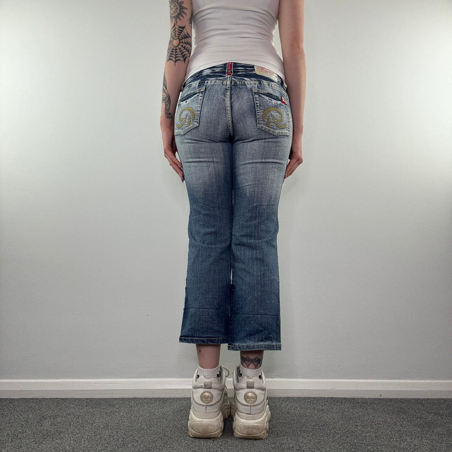 Y2K vintage low rise faded denim capri jeans