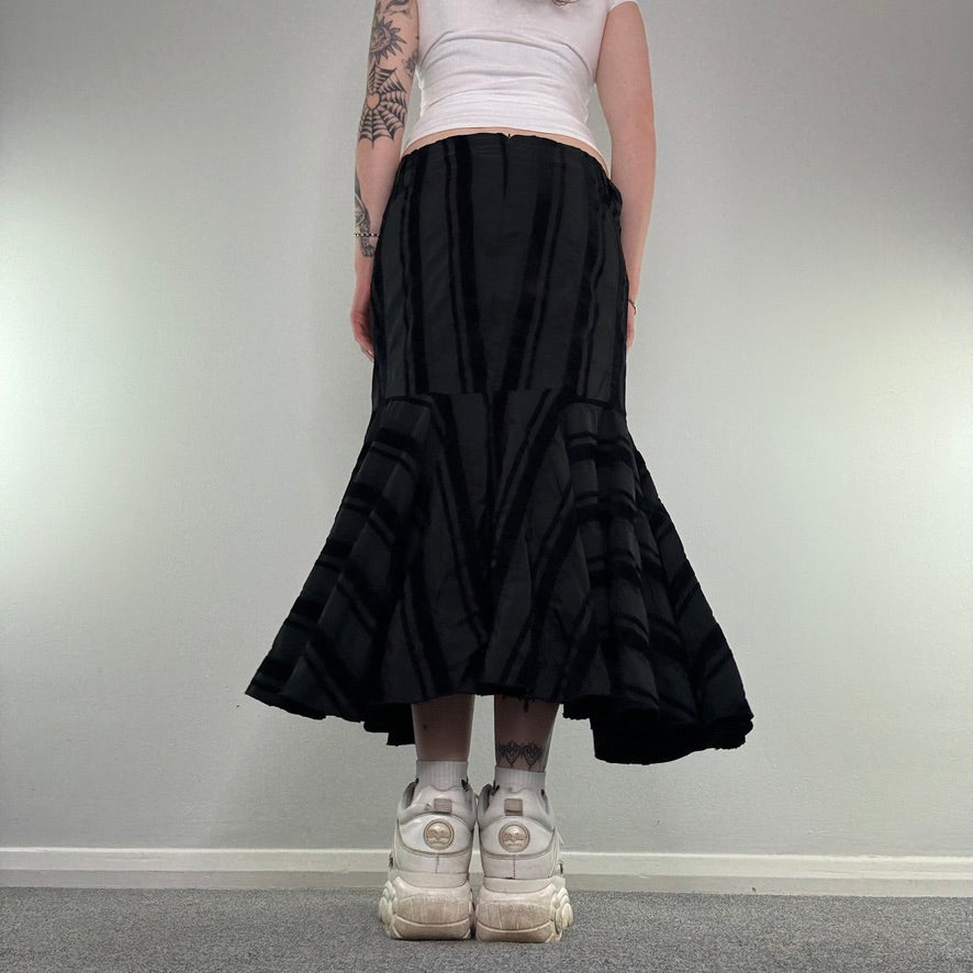 Y2K archive corduroy stripe bow maxi skirt