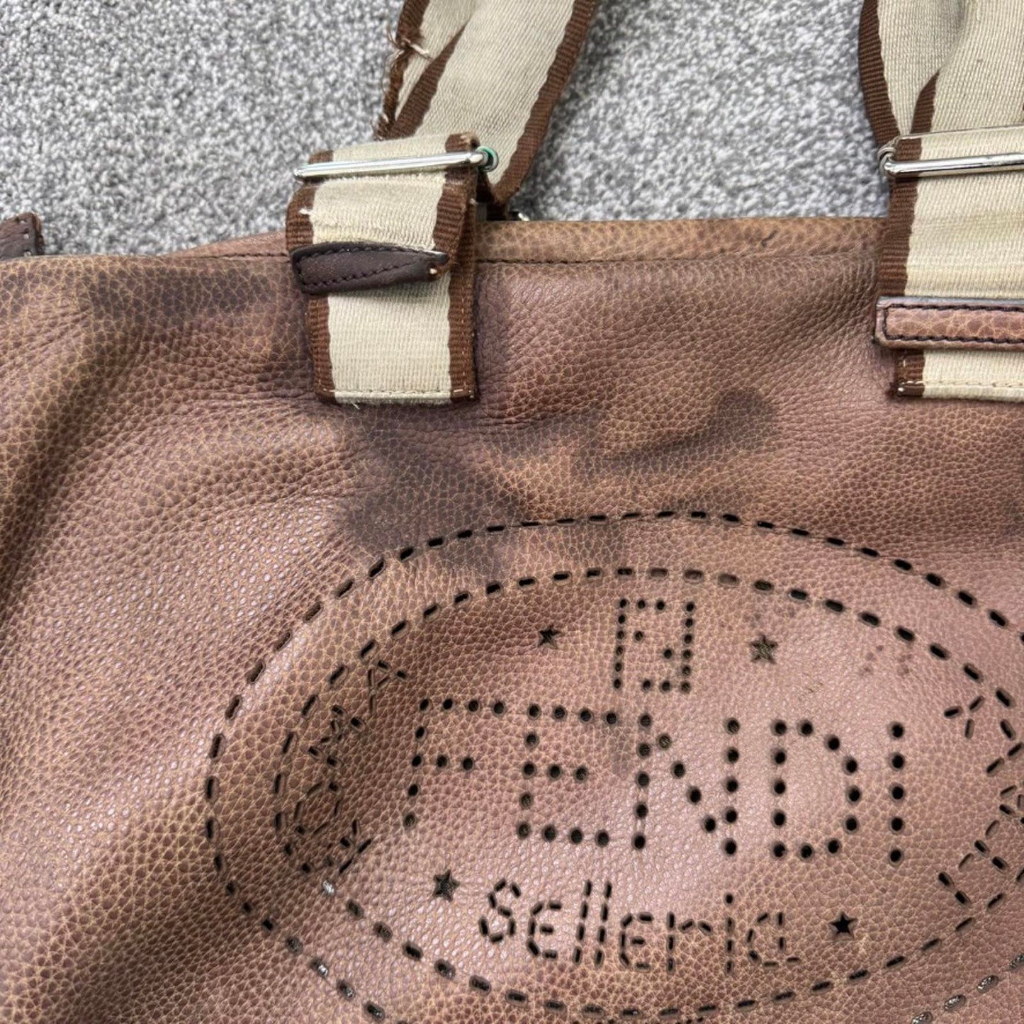 Vintage Fendi Selleria large shoulder bag genuine leather tote holdall