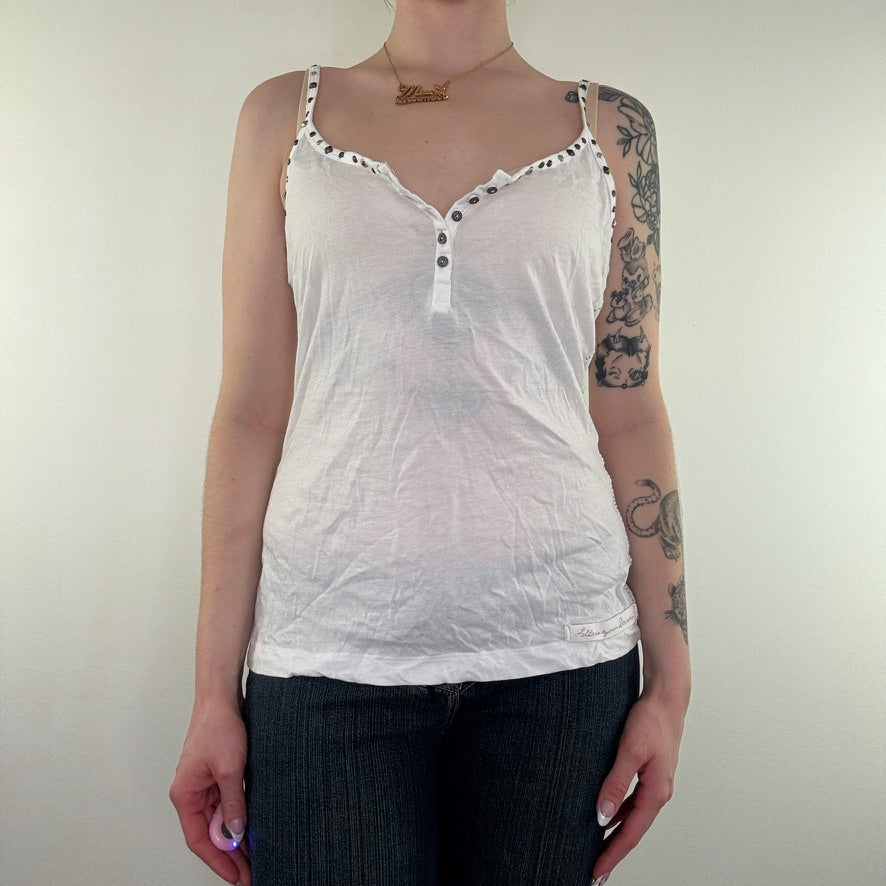 Y2K vintage white studded cami top