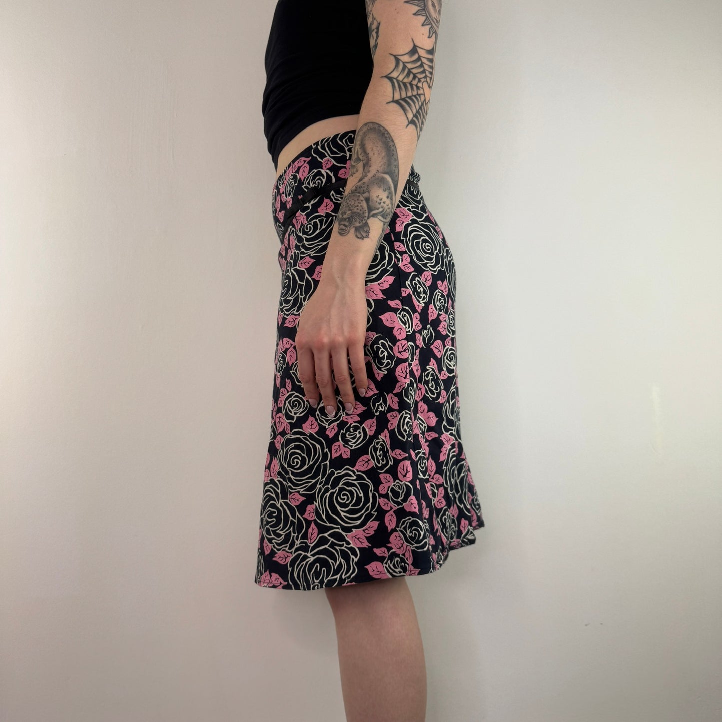Y2K vintage a line floral floaty midi skirt