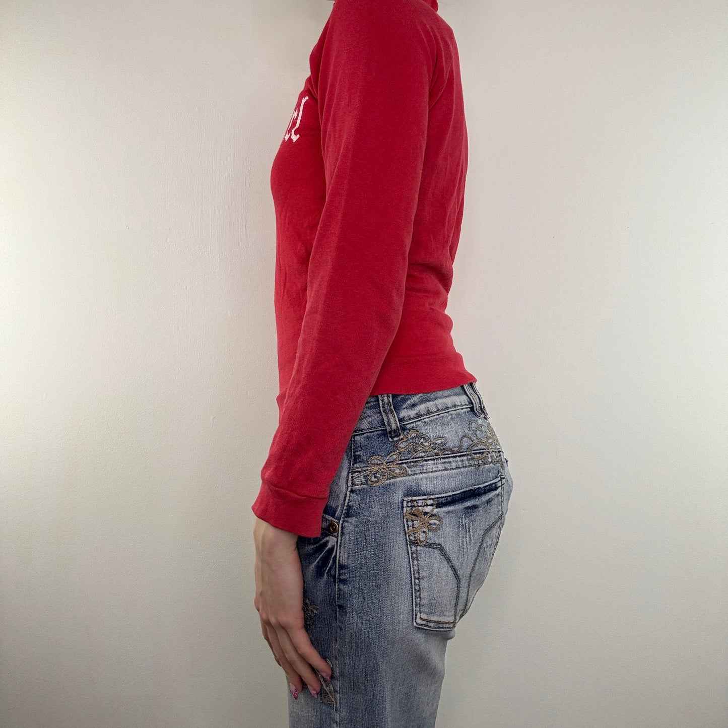 Y2K vintage zip up jumper bad girl slogan zip up lightweight high neck