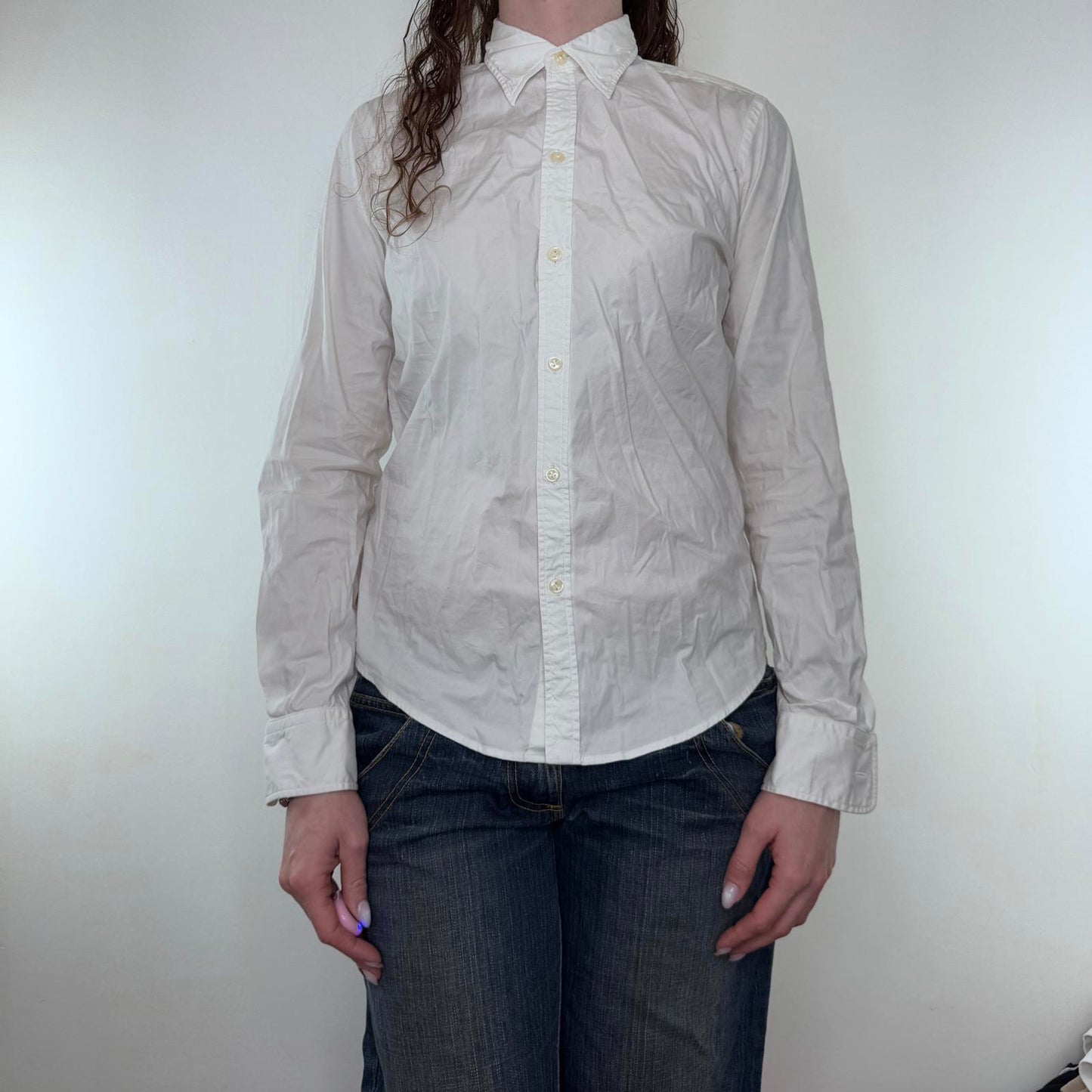 Y2K vintage Ralph Lauren Sport button up stretchy blouse shirt long sleeve