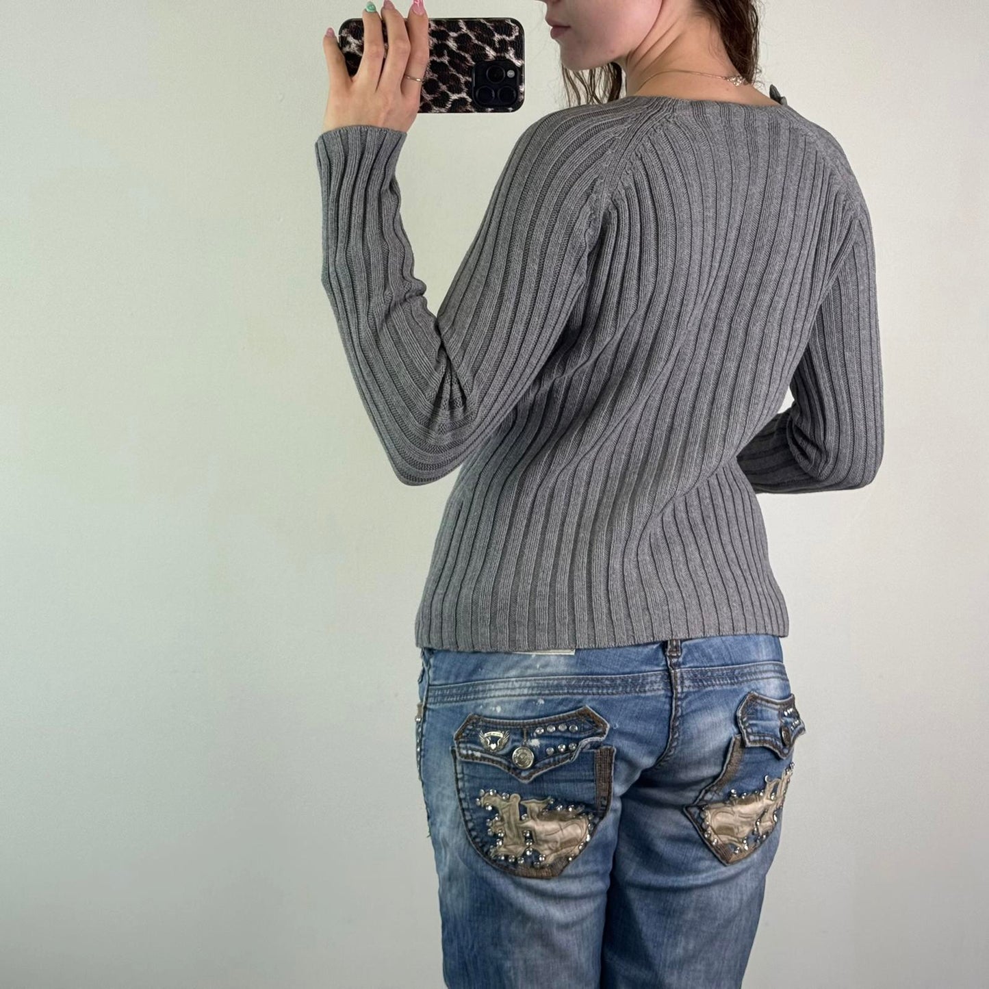 Y2K vintage asymmetrical side zipper ribbed chunky knit jumper high neck