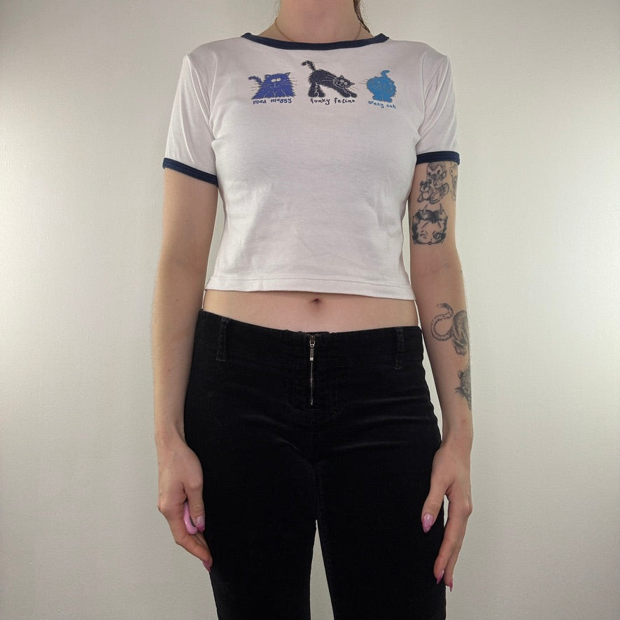 Y2K vintage Tammy crop top cats graphic