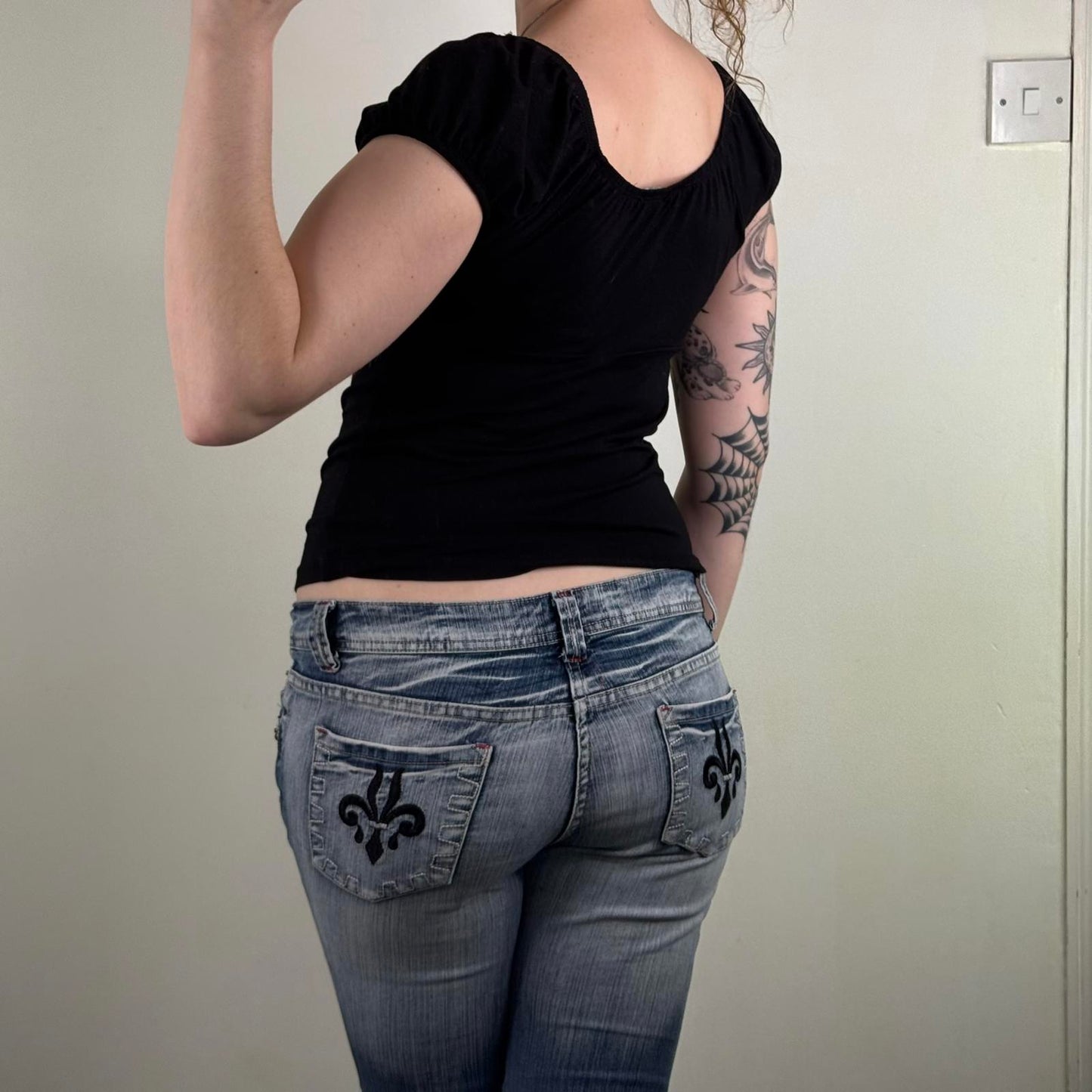 Y2K vintage milkmaid top cap sleeve rhinestone ruched bust flattering fitted