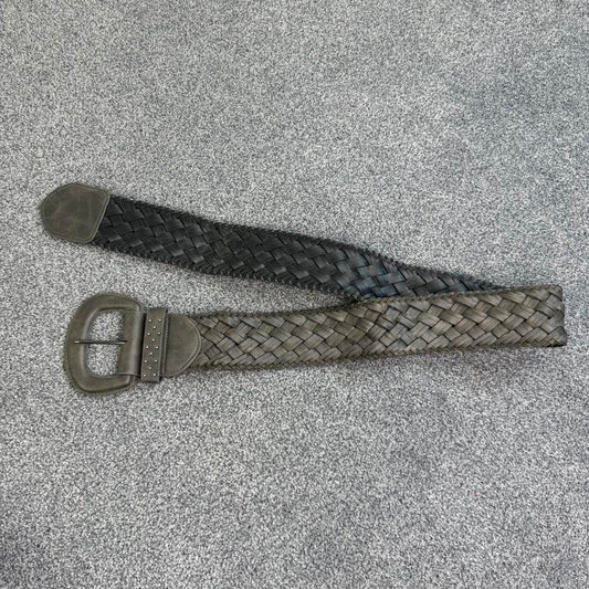 Y2K vintage faux leather chunky woven studded belt braided