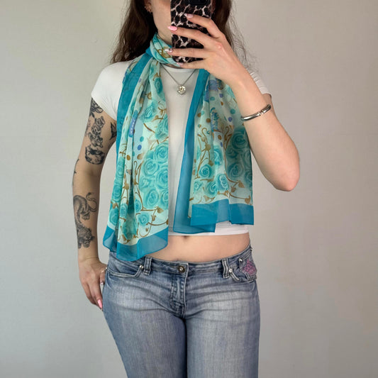 Y2K vintage sheer scarf butterfly rose thorns polka dot