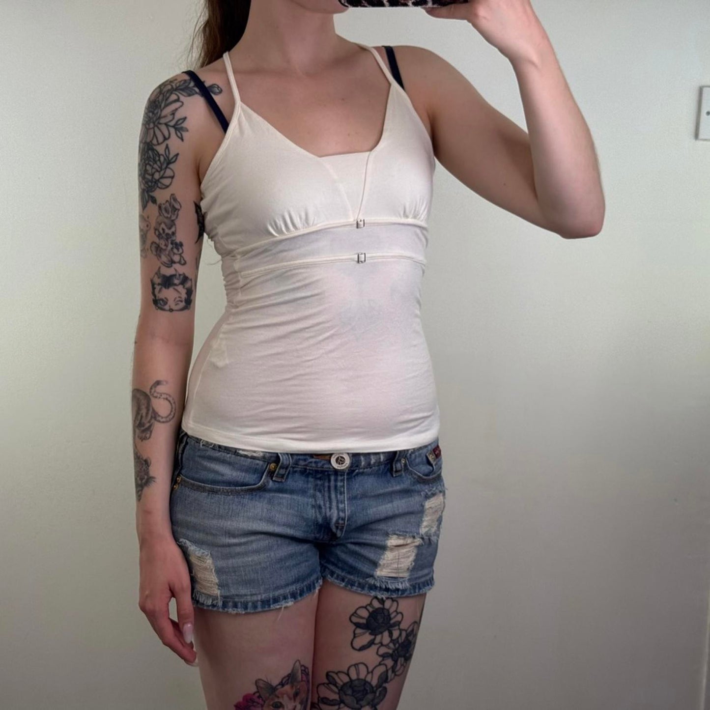 Y2K vintage Mexx cami top ruched buckle racer back strappy stretchy basic