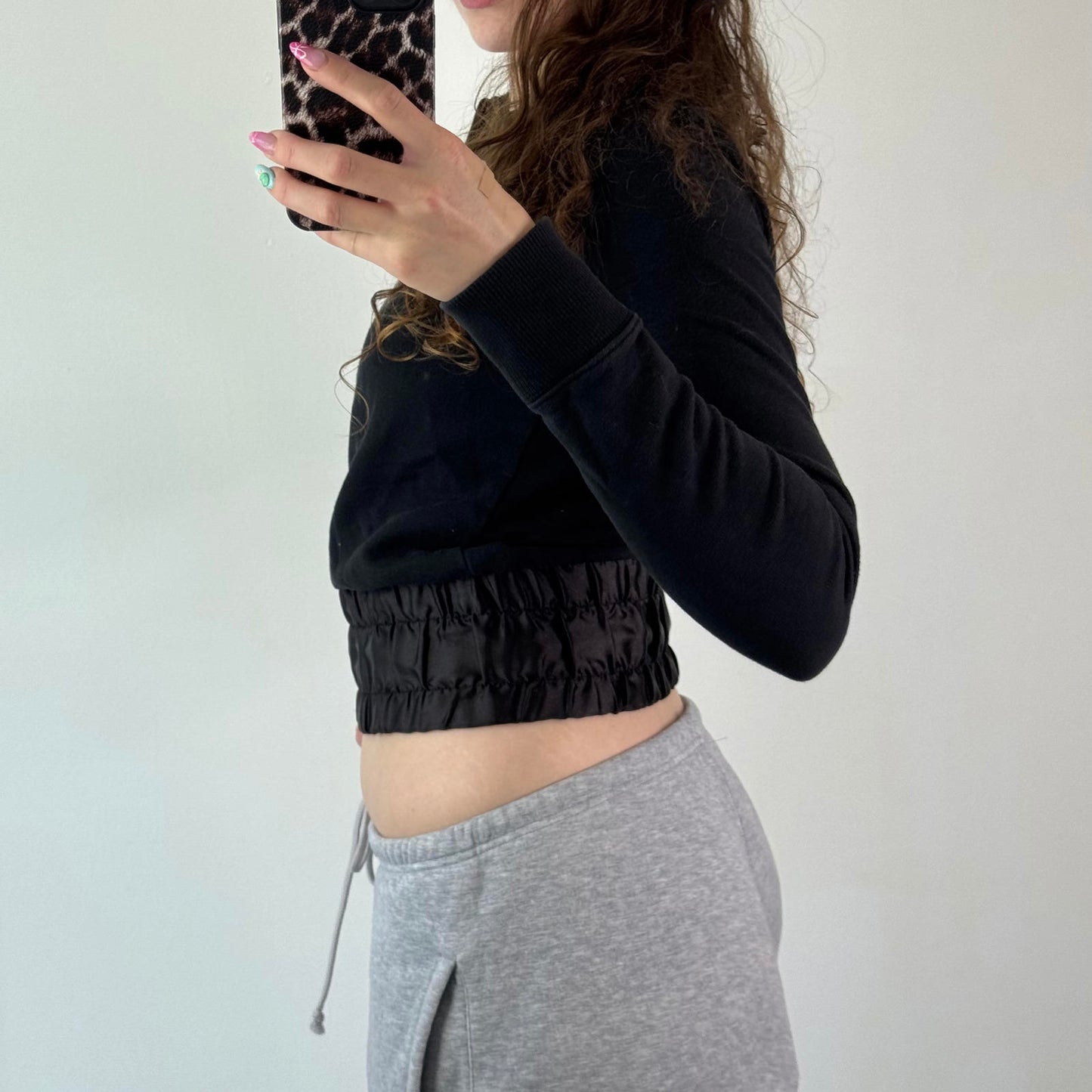 Y2K vintage Playboy cropped zip up jumper satin logo sporty black elastic waist