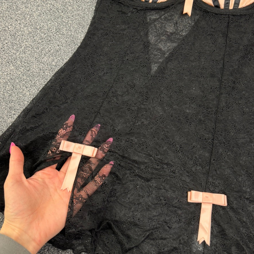 Y2K lace "satin" cups bows baby doll