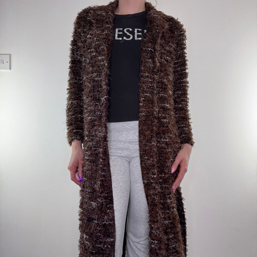 Y2K vintage shaggy long full length cardigan