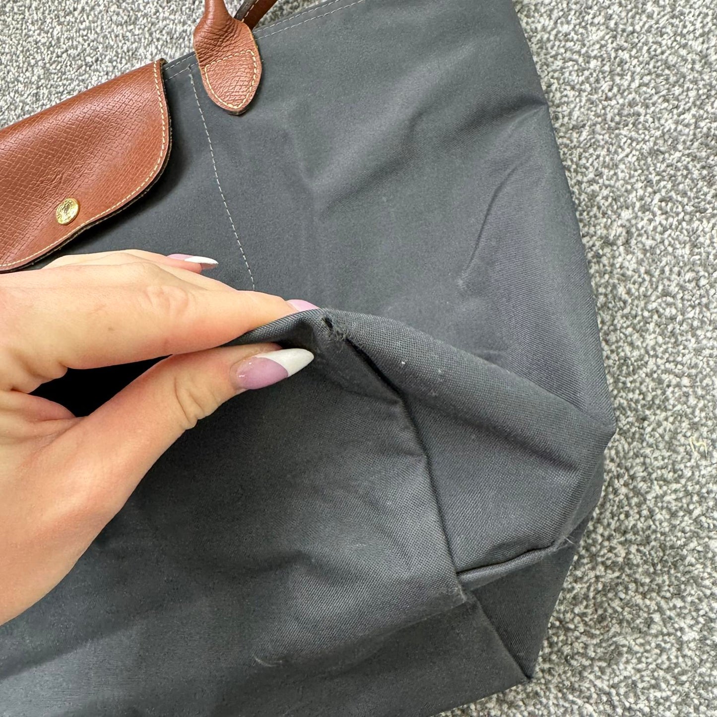 Longchamp large shoulder bag navy brown shopper