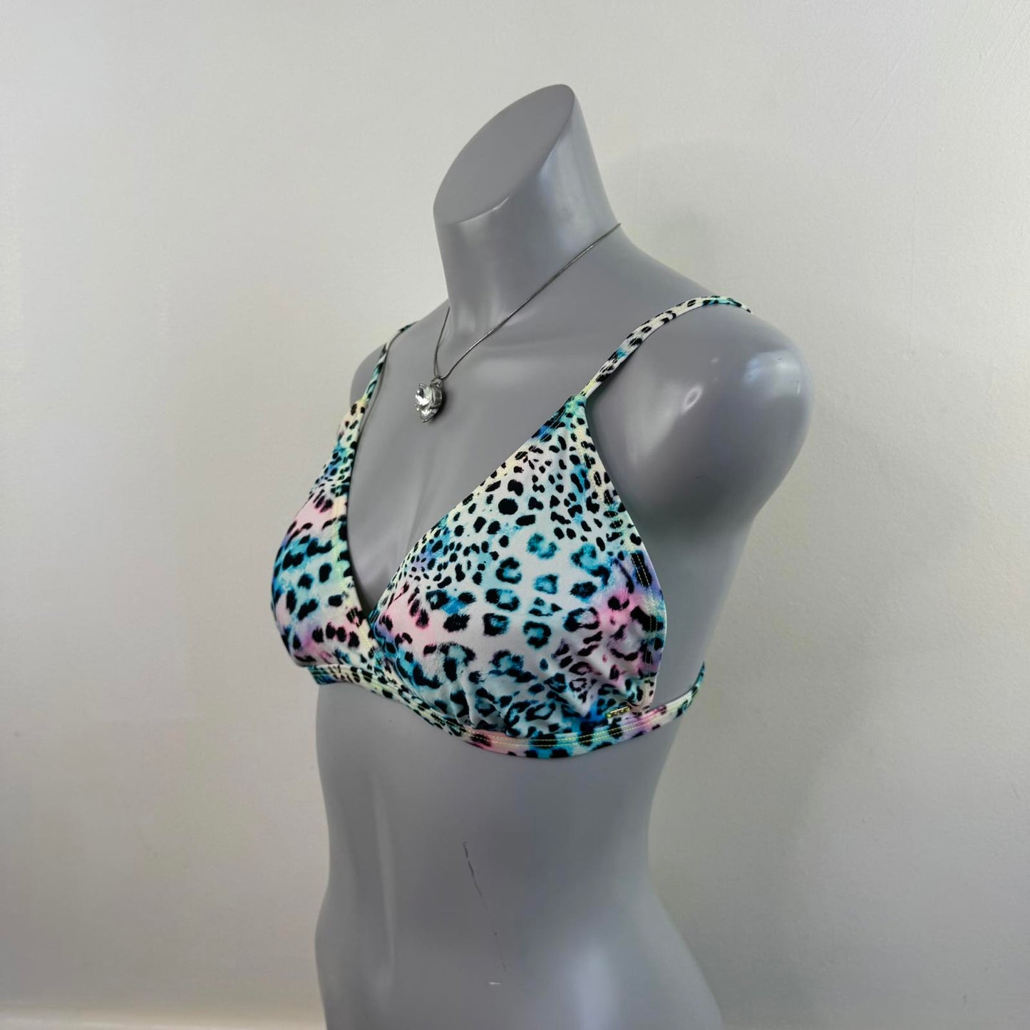 Leopard print rainbow multicolour bikini top swimwear