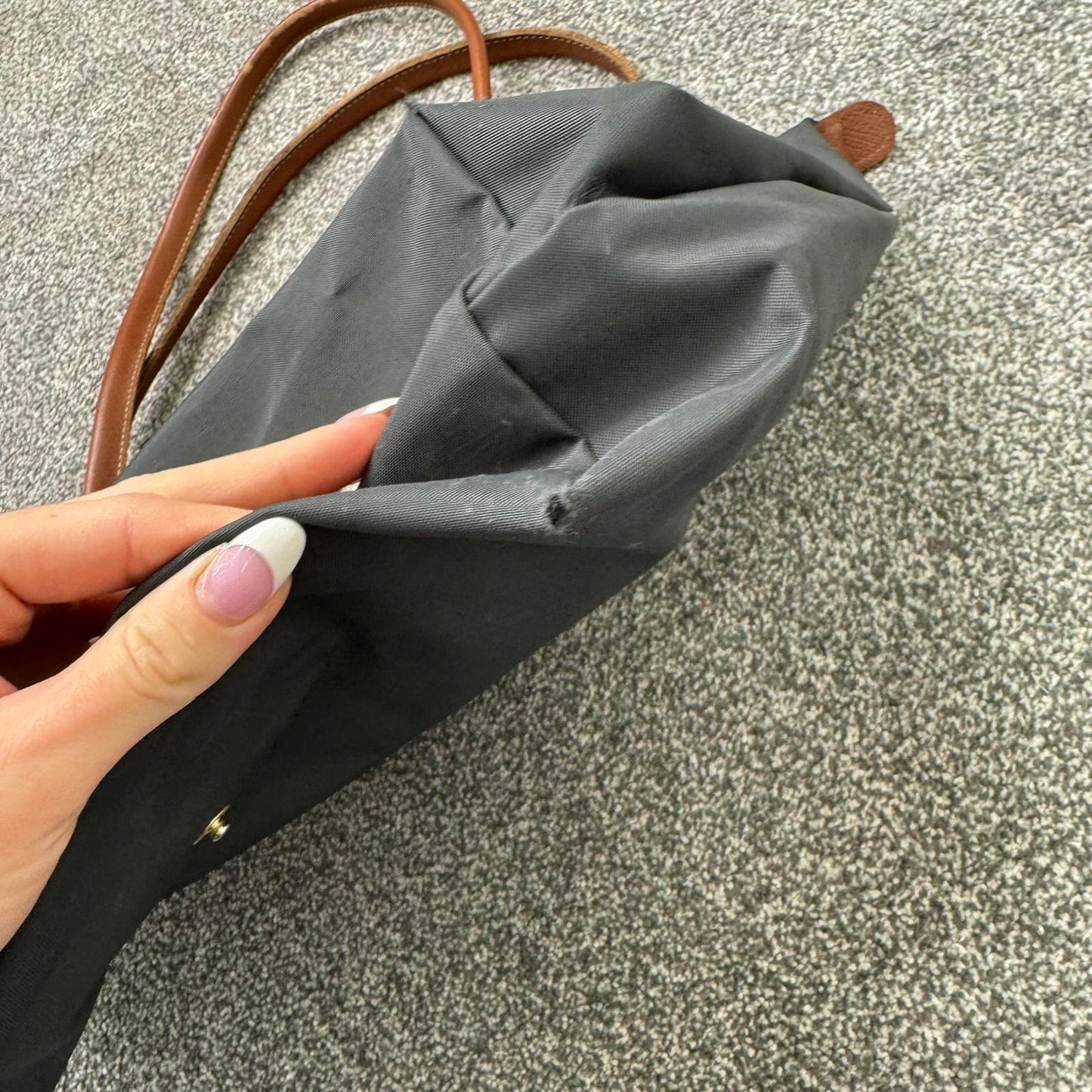 Longchamp large shoulder bag navy brown shopper