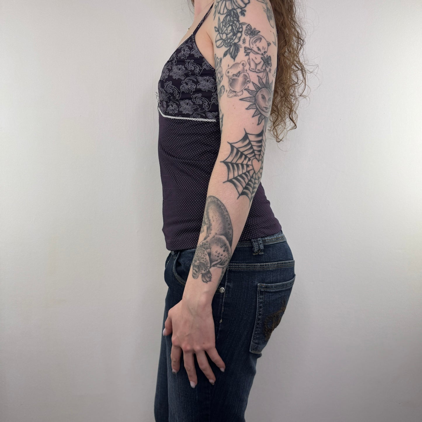 Y2K vintage spotty stretchy cami top