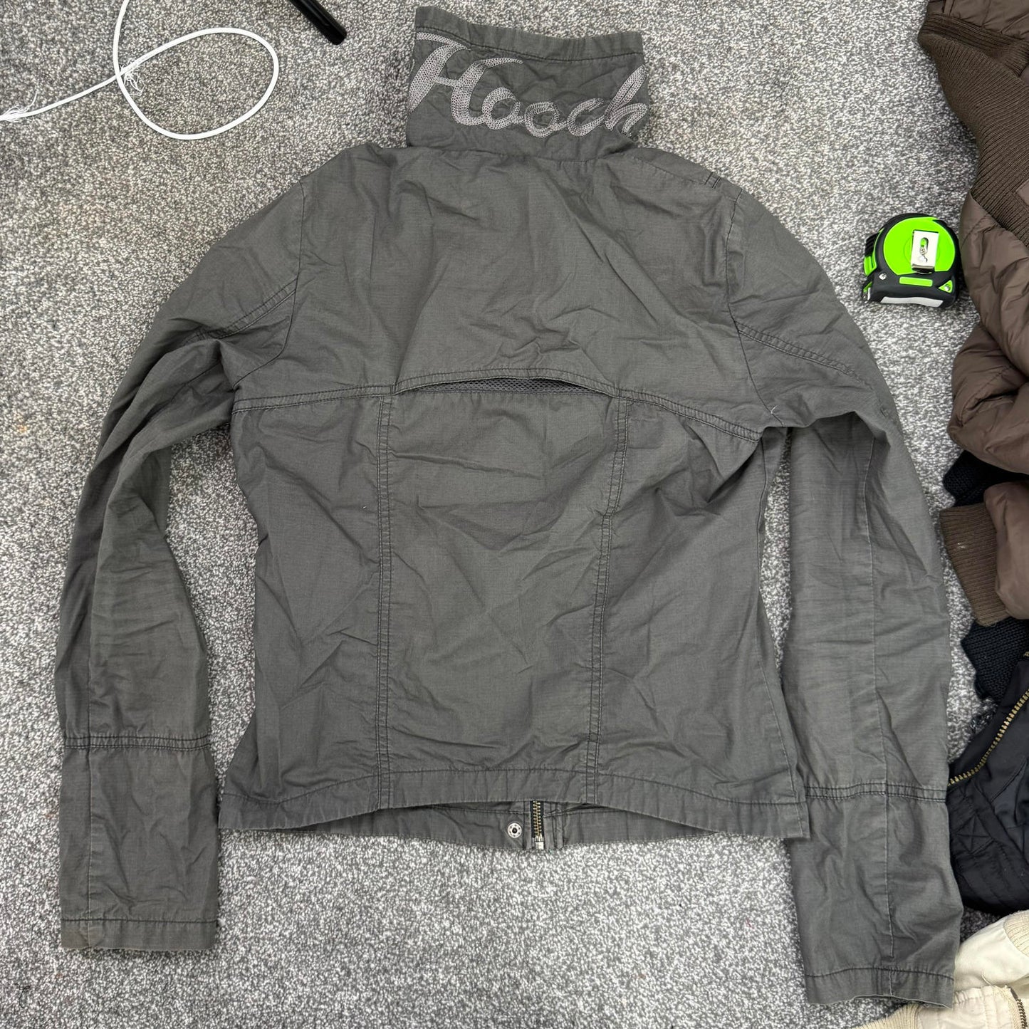 Y2K vintage Hooch lightweight zip up jacket cargo utility zippers high roll neck